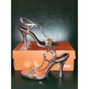 Unlisted Women’s Heeled Sandals – Size 9 – Champagne Metallic Strappy Heels